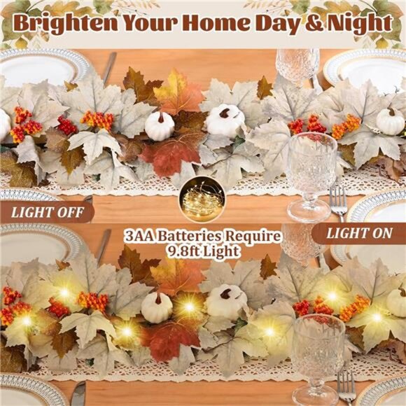 Fall Decorations for Home, 6 Ft Fall Garland for Mantle, Fall Leaves Garland - Picture 6 of 8